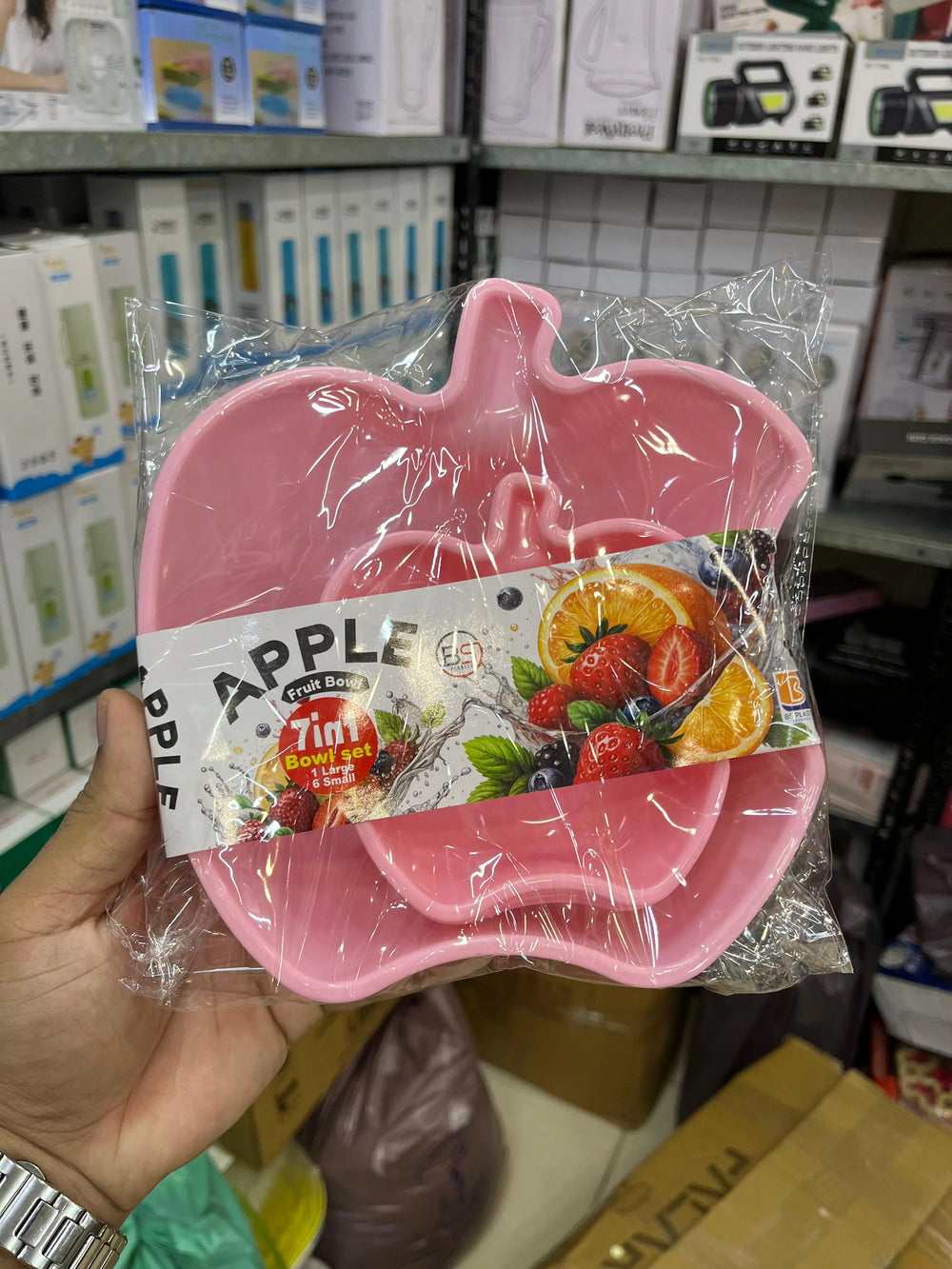 7-in-1 Apple Shaped Bowls Set – Elegant Plastic Serving Nesting Bowl Kit for Fruits