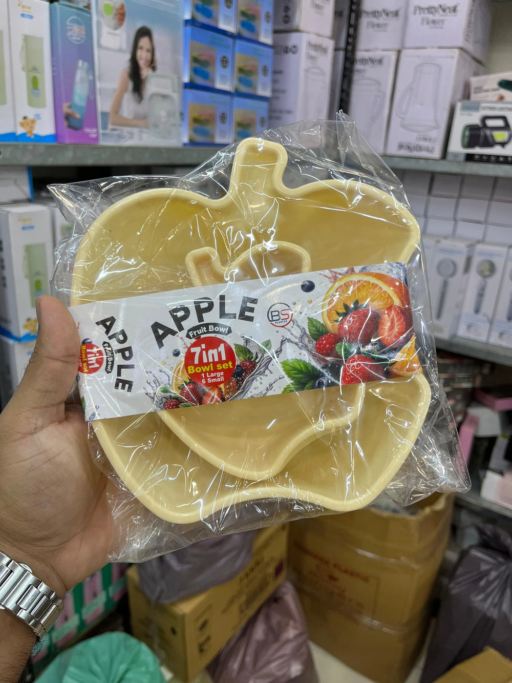 7-in-1 Apple Shaped Bowls Set – Elegant Plastic Serving Nesting Bowl Kit for Fruits