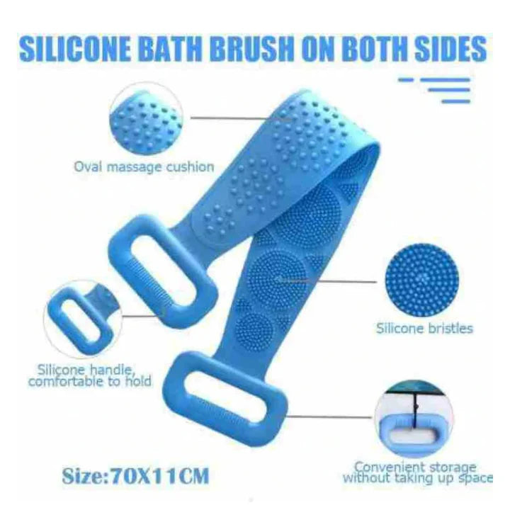 Silicone Bath Back Scrubber Towel – Double-Sided Exfoliating Body Massage Belt