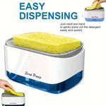 2-in-1 Dish Soap Dispenser & Sponge Holder  – One-Hand Press