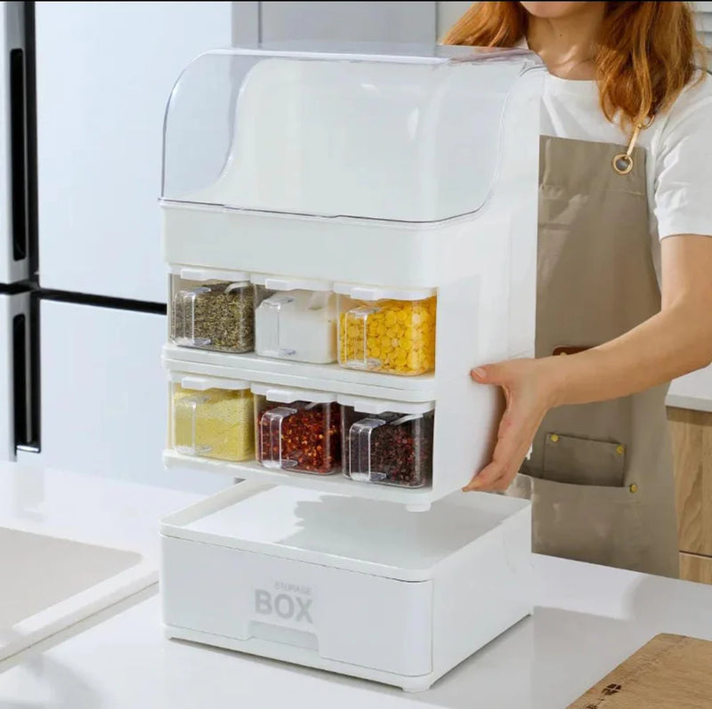 All-in-One Multi-Layer Kitchen Spice Organizer Box