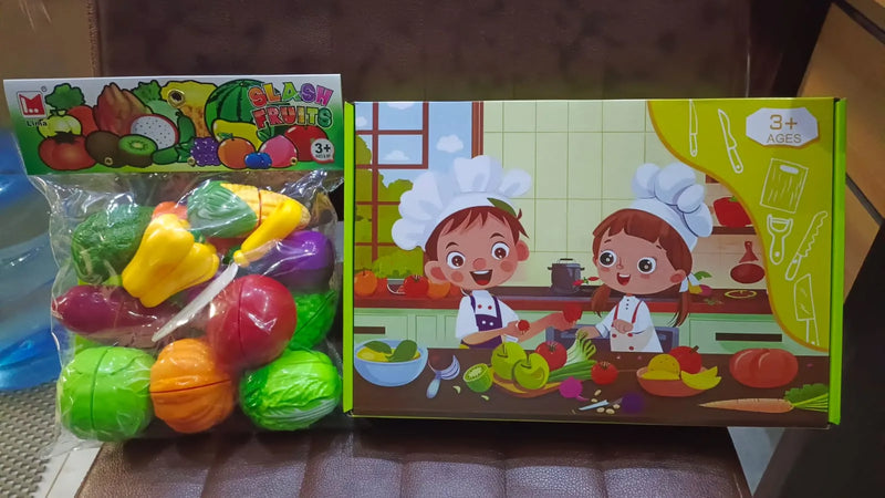 Perfect Kids Kitchen Set + Colorful Fruit & Vegetable Cutting Toy ( Pack 1 )