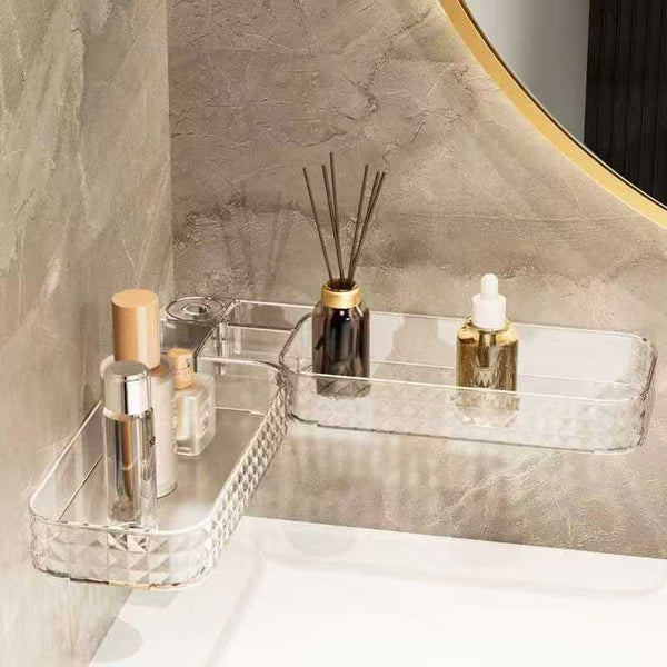 180° Rotatable Acrylic Corner Shelf – Crystal Clear Bathroom Organizer