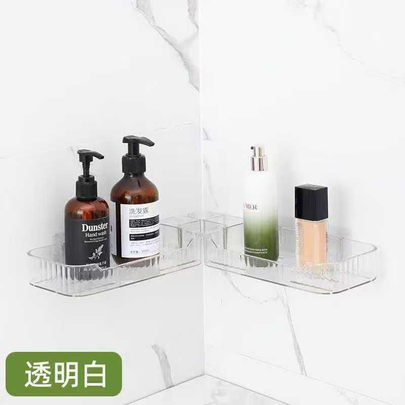 180° Rotatable Acrylic Corner Shelf – Crystal Clear Bathroom Organizer