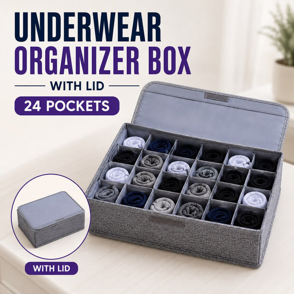 Foldable Underwear Organizer Box – Fabric Drawer Divider Storage Case
