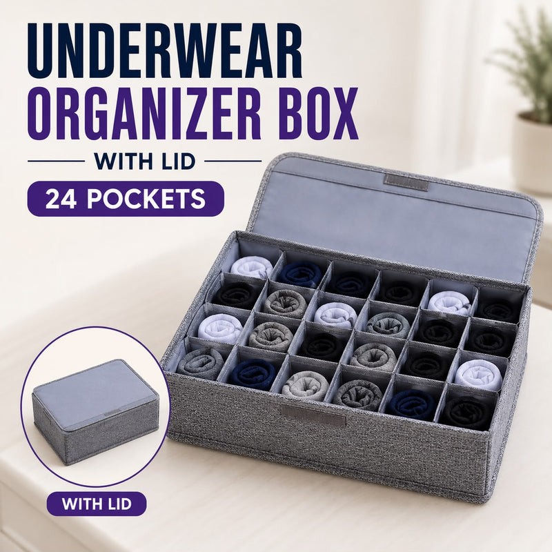 Foldable Underwear Organizer Box – Fabric Drawer Divider Storage Case