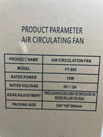 Compact Desktop Cooling Fan with 3-Speed Wind Cycle, Wide-Angle Oscillation, and Low-Noise
