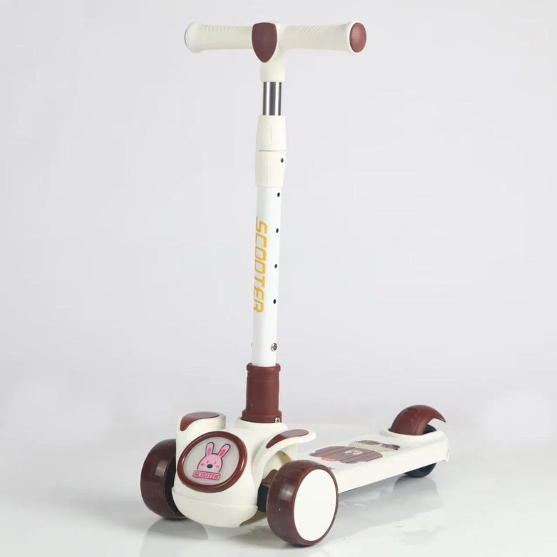 Adjustable 3-Wheel Kick Scooter for Kids – Toddler Scooter with Lean-to-Steer, Cute Bunny Design