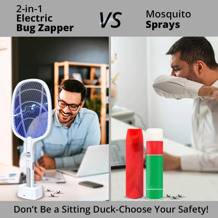 Smart 2-in-1 Electric Bug Zapper – Rechargeable Mosquito Swatter & Trap