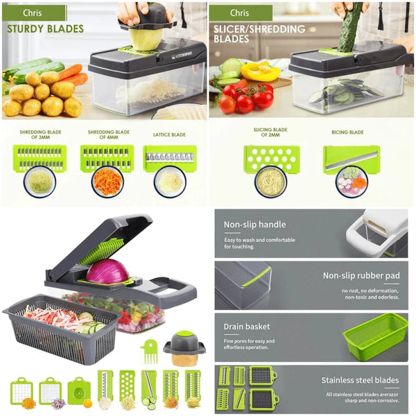 16-in-1 Multifunctional Vegetable Chopper & Slicer Set