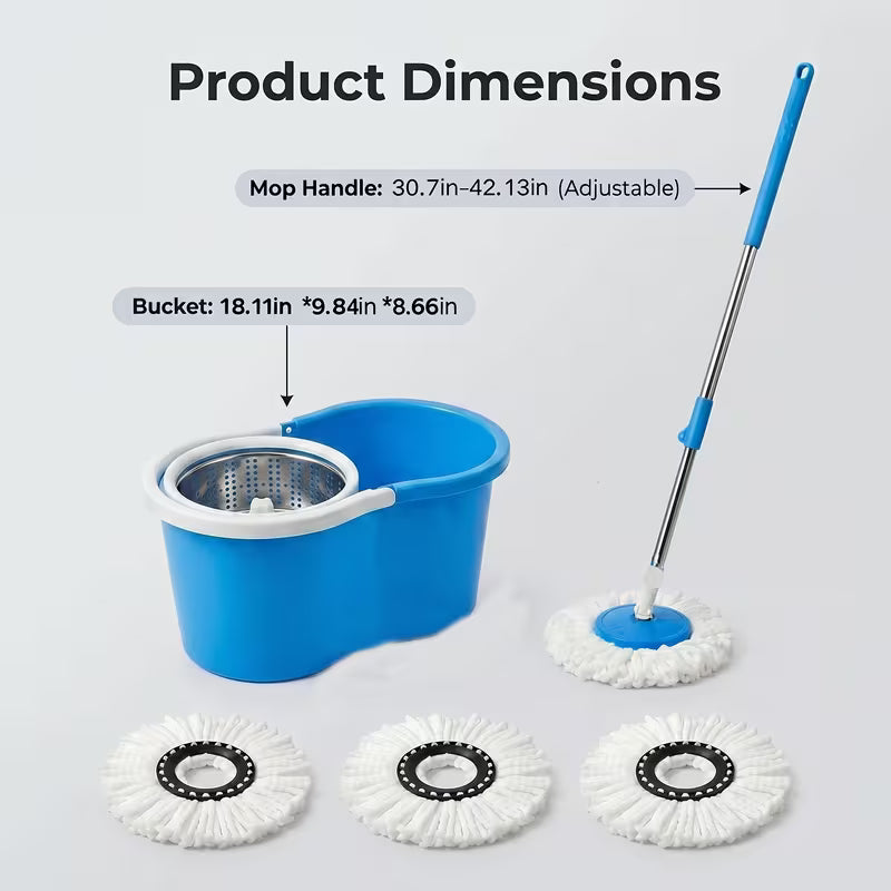 360° Spin Mop & Bucket System – Dual-Action Cleaning with Stainless Steel Wringer