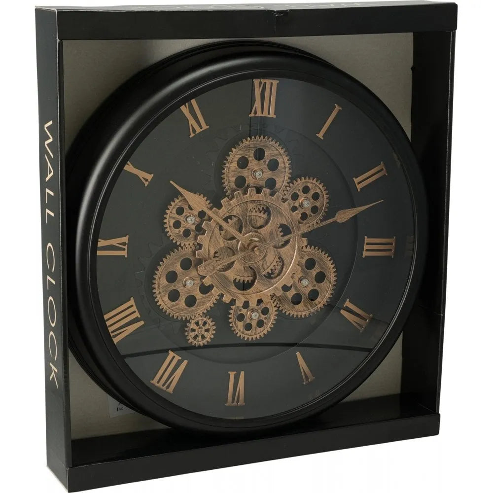 15-inch Gear Movement Clock. This decorative timepiece combines industrial aesthetics