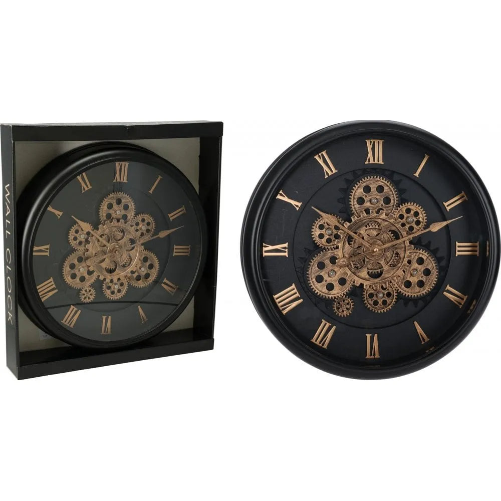 15-inch Gear Movement Clock. This decorative timepiece combines industrial aesthetics
