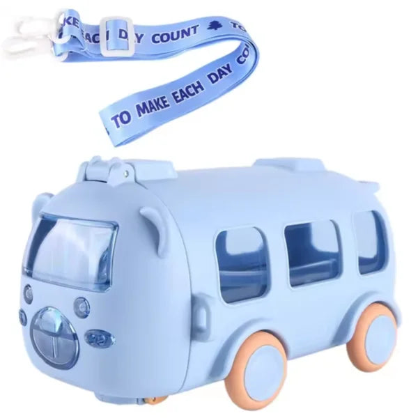 2-in-1 Portable Bus Shape Sipper Cup with Pop-Up Straw