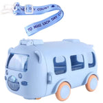 2-in-1 Portable Bus Shape Sipper Cup with Pop-Up Straw