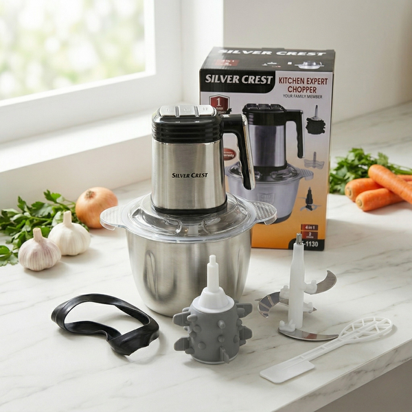 Silver Crest 5-in-1 Heavy Duty Meat Chopper – 3L Stainless Steel Kitchen Expert