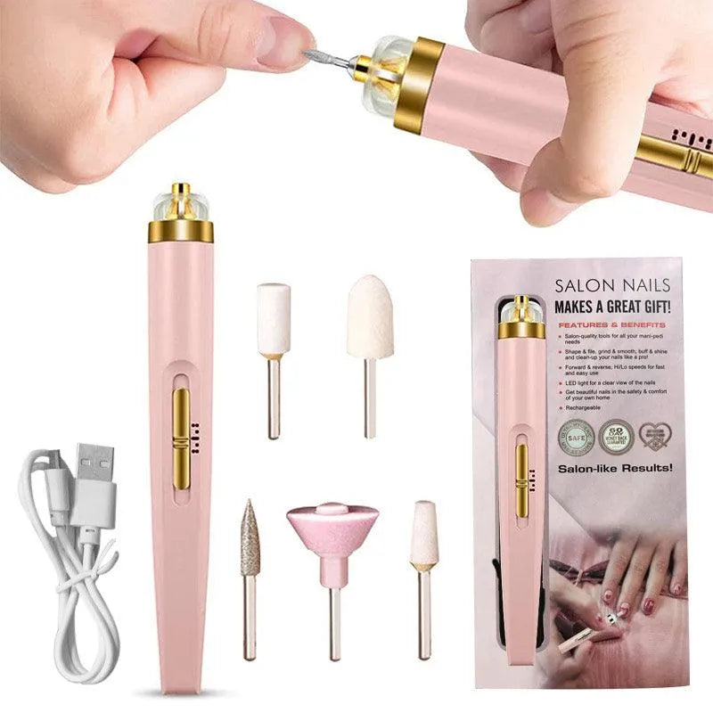 Professional Electric Nail File Kit – Rechargeable 5-in-1 Manicure & Pedicure Tool