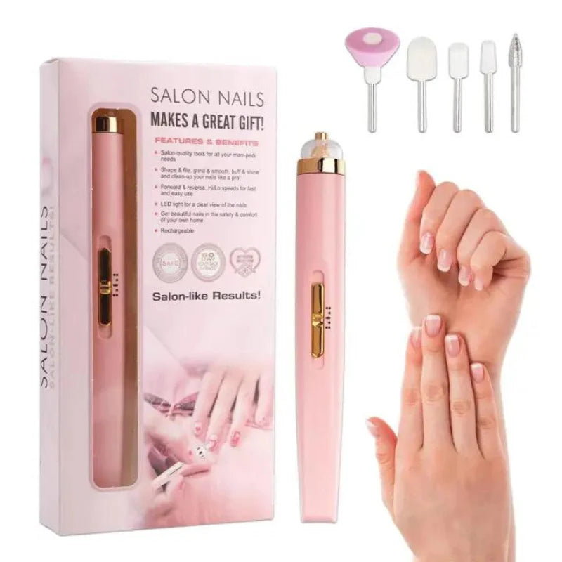 Professional Electric Nail File Kit – Rechargeable 5-in-1 Manicure & Pedicure Tool