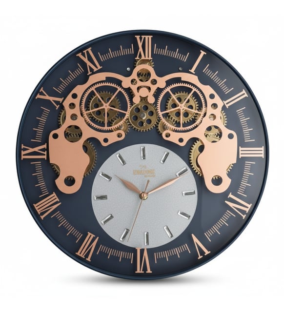 Gear Wall Clock – Luxury Moving Cog Timepiece with Roman & Linear Markers
