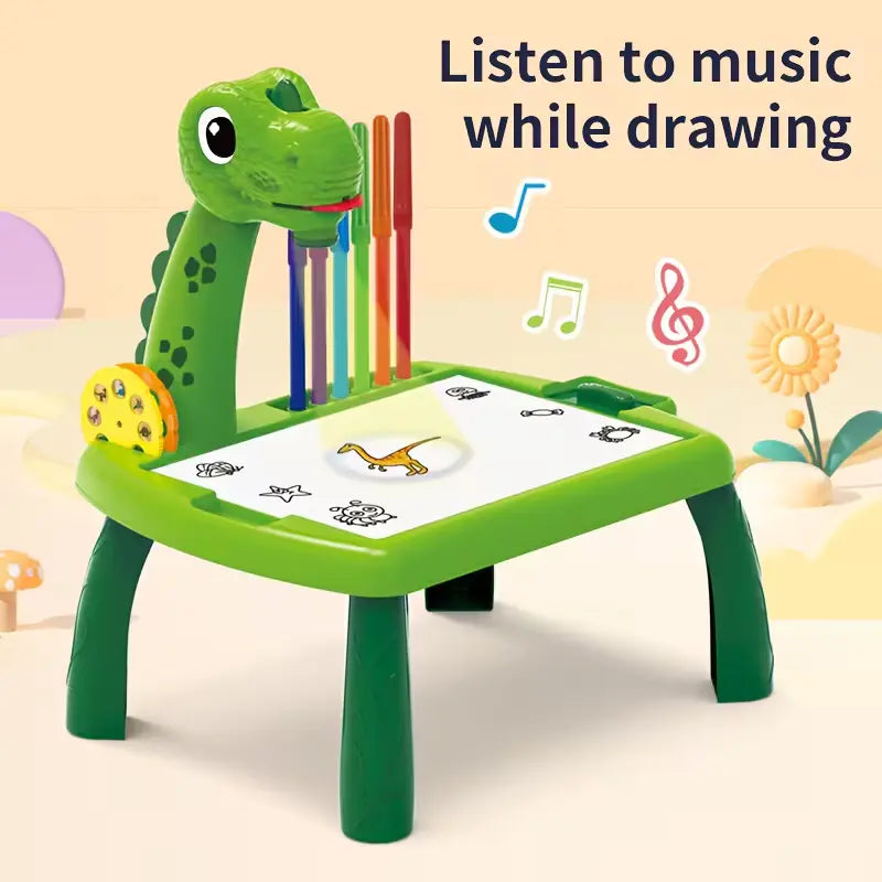 Kids Drawing Table with Projector – Dinosaur Art Desk for Kids