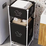2-Tier Minimalist Laundry Hamper & Organizer – Freestanding Fabric Storage Cart
