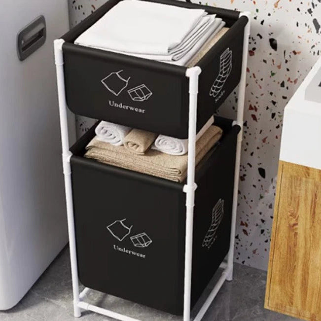 2-Tier Minimalist Laundry Hamper & Organizer – Freestanding Fabric Storage Cart