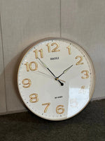 12-Inch Wall Clock – Minimalist White Dial with 3D Rose Gold Numerals