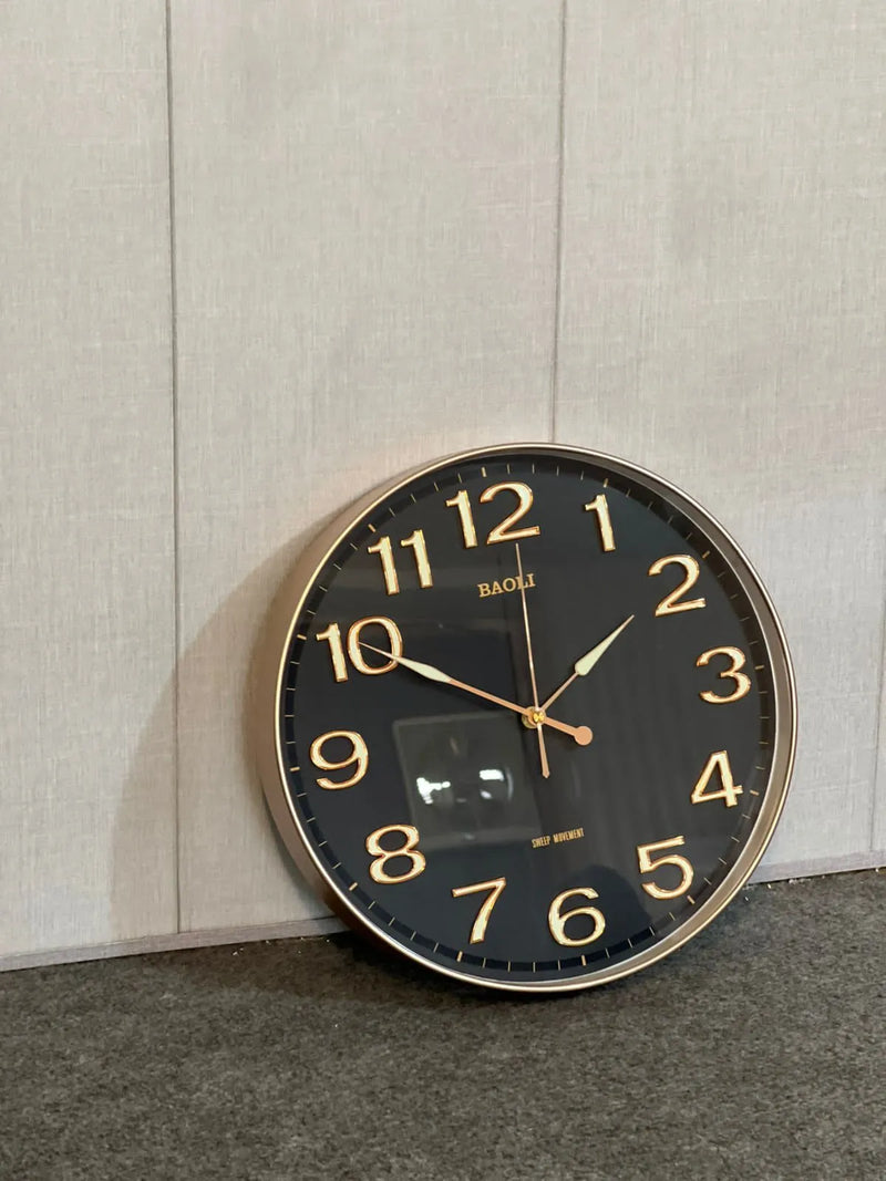 12-Inch Wall Clock – Minimalist White Dial with 3D Rose Gold Numerals
