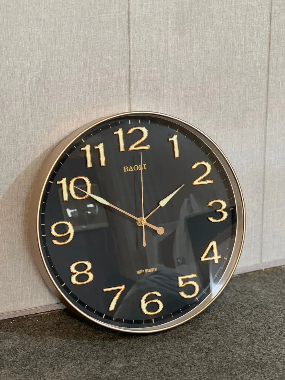 12-Inch Wall Clock – Minimalist White Dial with 3D Rose Gold Numerals