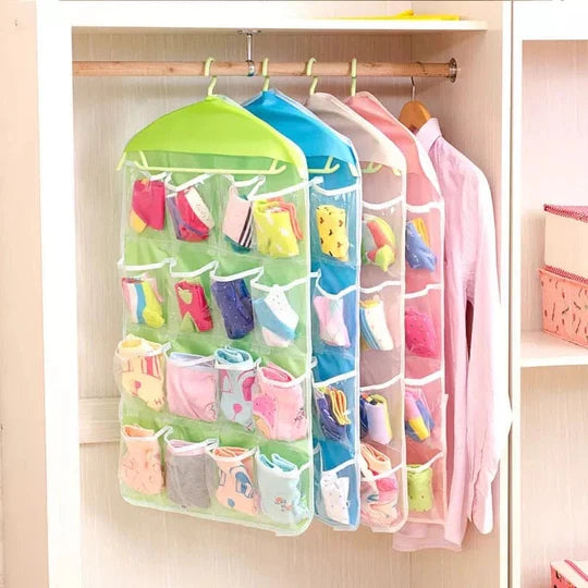 Hanging 16-Pocket Multi-Purpose Clear Organizer – Space-Saving Storage Solution
