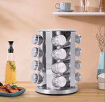 12-Piece Revolving Stainless Steel Spice Rack – 360° Rotating