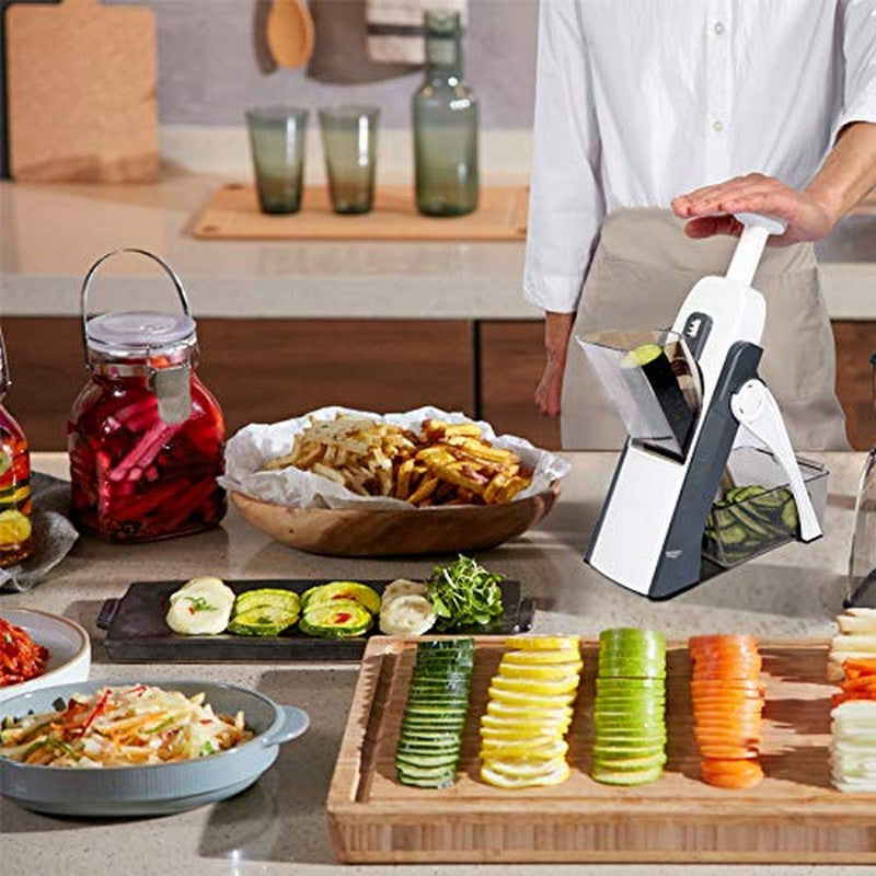 Once For All Safe Upright Mandoline Slicer – Adjustable Vegetable & Fruit Cutter