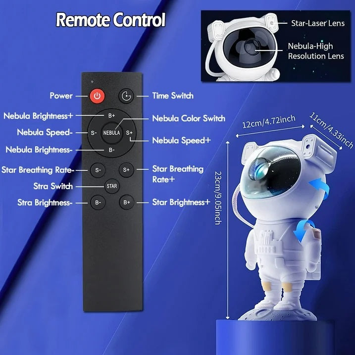 Standing Astronaut Galaxy Projector Lamp – LED Star Night Light for Bedroom Decor