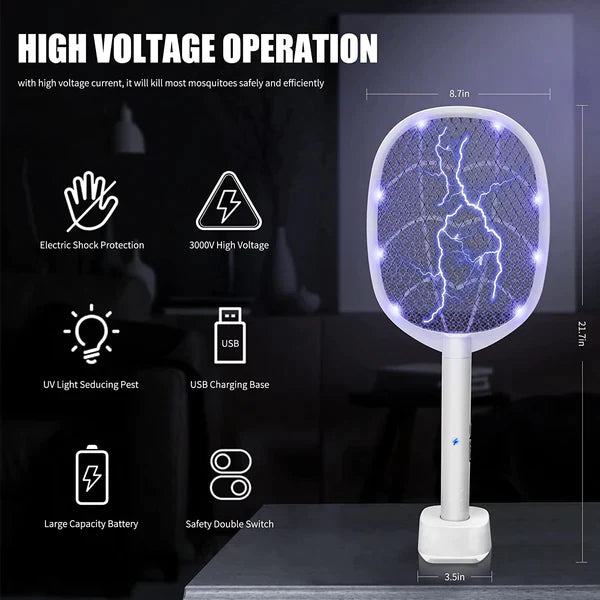 Smart 2-in-1 Electric Bug Zapper – Rechargeable Mosquito Swatter & Trap