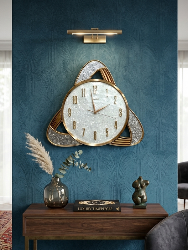 Modern Luxury Triangular Wall Clock – Abstract Geometric Timepiece
