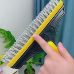 2-in-1 Floor Scrub Brush with Integrated Squeegee – V-Shaped Long Handle Grout Cleaner & Hard Surface Scrubber