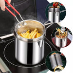 1200ml Stainless Steel Deep Frying Pot with Strainer