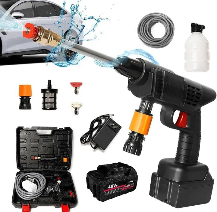 Portable High-Pressure Cordless Car Washer Gun – Double Battery Power Kit
